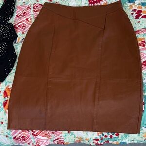 Brown Leather Skirt Vintage